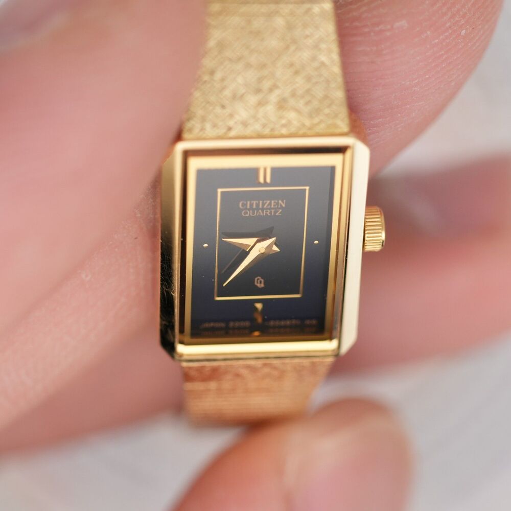 Citizen 2200-222857 Vintage Tank Watch Gold Tone 13mm JWCII sticker New Battery - Picture 11 of 13